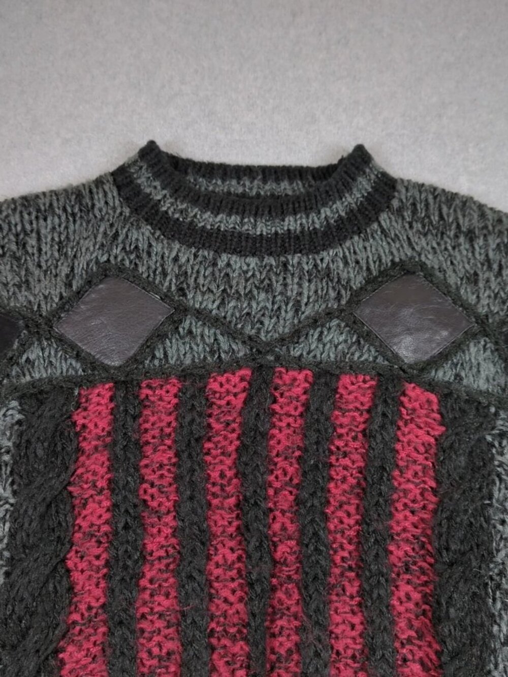 Vintage Street Scenes Sweater Men's Large Gray Long Sleeve Knit Pullover
